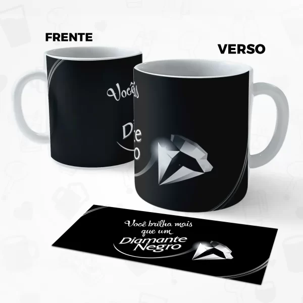 Caneca porcelana 325ml - diamante negro