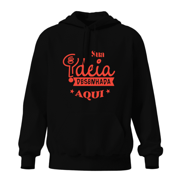 Blusa moletom personalizado canguru preto