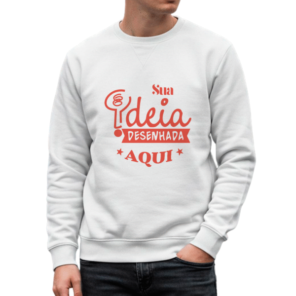 Blusa moletom personalizado careca branco