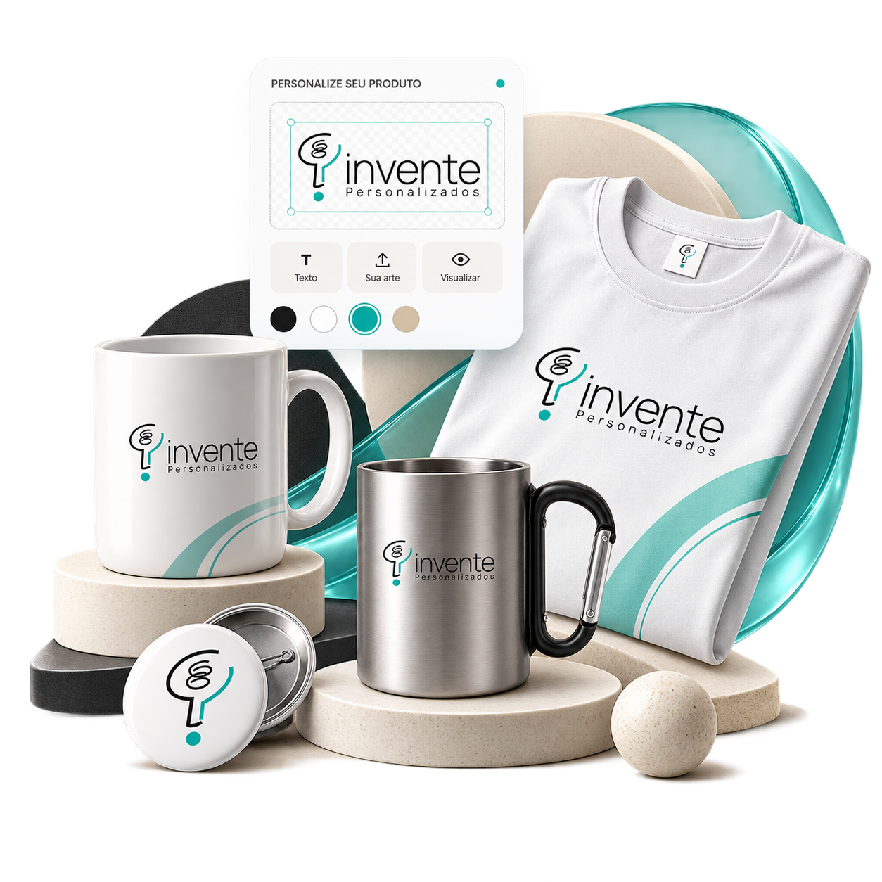 Produtos da Invente disponíveis para personalização online